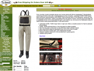 Fly Shack's copy for Simms Headwaters Stockinfoot Waders.